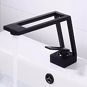 お買い得  クラシカル-シングルハンドルバスルームの蛇口、電気メッキ/ブラシ仕上げの1つの穴が中空/不規則/センターセット、真鍮の現代的なバスルームのシンクの蛇口には供給ラインが含まれています