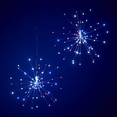 economico Striscie luci a batteria-led starburst scintillio luci fai da te esterno impermeabile luci stringa fata 8 modalità con telecomando per la festa di nozze natale arredamento camera da letto 4 confezioni 2 confezioni 1