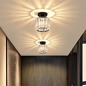 economico Lampade da soffitto-14 cm tondo quadrato cristallo plafoniera led lampadario corridoio luce oro nero argento luci montaggio a filo metallo elettrolitico moderno stile nordico regalo per amici di famiglia 220-240 v