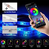 お買い得  WiFi&amp;音楽コントロール-スマートwifiledストリップライトはalexa32.8ft-10mテープライトsmd5050音楽同期色変更で動作しますiOSandroidおよび12v電源用の寝室キッチンテレビパーティー
