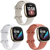 economico Cinturini per orologi Fitbit-3 pezzi Cinturino per orologio  per Fitbit Versa 3 Sense Silicone morbido Sostituzione Cinghia Da donna Da uomo Impermeabile Cinturino sportivo Polsino