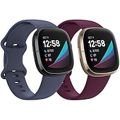olcso Fitbit óraszíjak-2 csomag Smart Watch Band Kompatibilis valamivel FitBit Versa 4 Sense 2 Versa 3 Sense Puha szilikon Okos óra Szíj Vízálló Állítható Légáteresztő Sportszíj Csere Karszalag