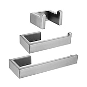 economico Set di accessori da bagno-accessorio hardware per il bagno porta carta igienica / porta accappatoio e asta singola per bagno in acciaio inossidabile a parete argento spazzolato 4 pezzi / 3 pezzi / 1 pezzo