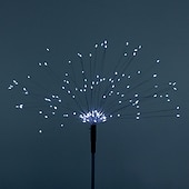 abordables Luces de cuerda solar-Cadena de luces LED de fuegos artificiales solares, decoración de diente de león impermeable para jardines navideños&amp;amp; patios
