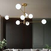economico Modello a globo-Lampadario a led 105 cm oro lampada a sospensione stile nordico led sputnik design globo paralume in vetro metallo stile moderno elettrolitico 110-120v 220-240v