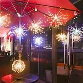 economico Striscie luci a batteria-eleganti luci per fuochi d&#039;artificio impermeabili per feste di matrimonio all&#039;aperto - 180 luci a forma di stella a led in filo di rame scintillanti, 8 modalità, luci sospese con telecomando per