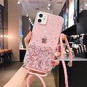 economico Cover per iPhone-telefono Custodia Per iPhone 15 Pro Max Plus iPhone 14 13 12 11 Pro Max Mini X XR XS Max 8 7 Plus Per retro Crystal Clear per le donne ragazza con cordino Glitter scintillanti Resistente agli urti TPU
