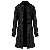 halpa Miesten trenssitakki-Miesten Päällystakki Peacoat Takki Suoritus Juhlat / Ilta Vintage-tyyli Kevät Syksy Erikoiskuvio Antiikki Vintage retro Pitkä Jacquard keskiaikainen miesten vaatteet [valkoinen] Jacquard