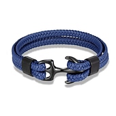cheap Men&#039;s Jewelry-bracelet for men, sturdy cowhide leather bracelet, multilayer vintage anchor bracelet wrap cuff - blue with silver anchor