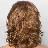 abordables perruque plus âgée-perruque synthétique bouclés perruque asymétrique court brun cheveux synthétiques design à la mode des femmes exquis moelleux brun