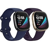 olcso Fitbit óraszíjak-2 csomag Smart Watch Band Kompatibilis valamivel FitBit Versa 4 Sense 2 Versa 3 Sense Puha szilikon Okos óra Szíj Vízálló Állítható Légáteresztő Sportszíj Csere Karszalag