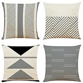 baratos estilo geométrico-capa de almofada 4 unidades quadradas decorativas macias capa de travesseiro capa de almofada fronha para sofá-cama almofada de linho falso lavável mashine de qualidade superior para sofá-cama