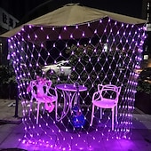 economico Plug in elettrico-luci nette a led 3m x 2m 200 luci nette a led luci per tende luci rete da pesca bianco caldo bianco blu multicolore albero di natale festa di decorazione della casa viola blu bianco caldo multi