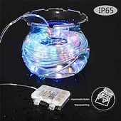 お買い得  電池式-LEDロープライト屋外ストリングライトリモコン付きバッテリー駆動8モード400-200-100led色変更防水LEDストリングライトクリスマスパーティーキャンプデコラティ用フェアリーライト