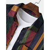 cheap Men&#039;s Button Up Shirts-Men&#039;s Shirt Other Prints Color Block Collar Button Down Collar Daily Holiday Patchwork Long Sleeve Tops Basic Casual Daily Beach Green / Machine wash / Hand wash / Wet and Dry Cleaning / Vacation