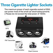cheap Car Charger-Cigarette Lighter Adapter Car Charger Adapter 12V-24V 3 Socket Splitter Plug LED 4 USB Charger Adapter 2.4A 100W For Phone MP3 DVR