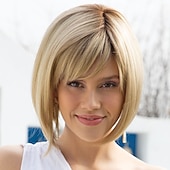 levne starší paruka-blonďatá bob paruka syntetická paruka rovná bob paruka blond krátká blond syntetické vlasy dámský módní design nádherný pohodlný blond