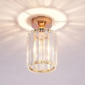 economico Lampade da soffitto-14 cm tondo quadrato cristallo plafoniera led lampadario corridoio luce oro nero argento luci montaggio a filo metallo elettrolitico moderno stile nordico regalo per amici di famiglia 220-240 v