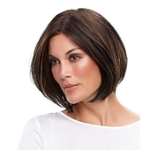 abordables Perruques de qualité supérieure-perruques brunes pour femmes perruque synthétique perruque droite courte cheveux synthétiques brun foncé design à la mode pour femmes confortable brun exquis