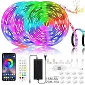 economico Controllo WiFi e musica-luci di striscia led controllo app bluetooth 20m 66ft 600leds / 15m 49ft450leds rgb cambia colore smd5050 sincronizzazione musicale flessibile per la casa cucina decorazione tv