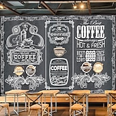 cheap Wallpaper-Coffee Cafe Mural Wallpaper Wall Sticker Covering Print Peel and Stick Self Adhesive Removable for Coffee Cafe Blackboard Canvas Home Décor Multiple Size