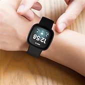 billiga Fitbit klockband-Klockarmband för Fitbit Versa 3 Sense Silikon Ersättning Rem Andningsfunktion Sportband Armband