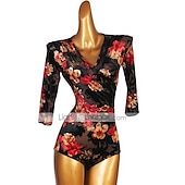 cheap Latin Dancewear-Latin Dance Leotard / Onesie Pattern / Print Women&#039;s Performance Half Sleeve Spandex
