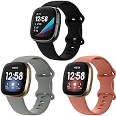 economico Cinturini per orologi Fitbit-3 pezzi Cinturino per orologio  per Fitbit Versa 3 Sense Silicone morbido Sostituzione Cinghia Da donna Da uomo Impermeabile Cinturino sportivo Polsino