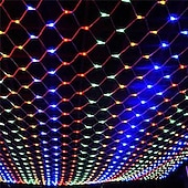 economico Plug in elettrico-luci nette a led 3m x 2m 200 luci nette a led luci per tende luci rete da pesca bianco caldo bianco blu multicolore albero di natale festa di decorazione della casa viola blu bianco caldo multi
