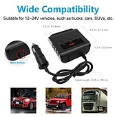 cheap Car Charger-Cigarette Lighter Adapter Car Charger Adapter 12V-24V 3 Socket Splitter Plug LED 4 USB Charger Adapter 2.4A 100W For Phone MP3 DVR
