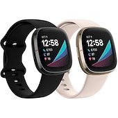 olcso Fitbit óraszíjak-2 csomag Smart Watch Band Kompatibilis valamivel FitBit Versa 4 Sense 2 Versa 3 Sense Puha szilikon Okos óra Szíj Vízálló Állítható Légáteresztő Sportszíj Csere Karszalag