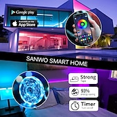 economico Controllo WiFi e musica-luci di striscia led controllo app bluetooth 20m 66ft 600leds / 15m 49ft450leds rgb cambia colore smd5050 sincronizzazione musicale flessibile per la casa cucina decorazione tv