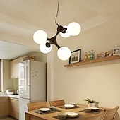 cheap Chandeliers-48 cm Pendant Light Cluster Design Chandelier Black White Silver Metal Electroplated Painted Finishes Modern 110-120V 220-240V