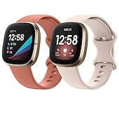 olcso Fitbit óraszíjak-2 csomag Smart Watch Band Kompatibilis valamivel FitBit Versa 4 Sense 2 Versa 3 Sense Puha szilikon Okos óra Szíj Vízálló Állítható Légáteresztő Sportszíj Csere Karszalag