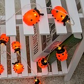 economico Striscie luci a batteria-coccinelle luci stringa led luce fata 3 m 20 led 1.5 m 10 led alimentato a batteria giardino esterno recinzione natale halloween ghirlanda vacanza decorativa