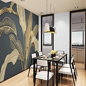 voordelige Behang-muurschildering behang muursticker bekleding print goud tropisch palmblad canvas home decor peel en stick verwijderbaar