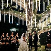 رخيصةأون يعمل بالكهرباء-30 سم * 24 أضواء سلسلة أضواء دش نيزك عيد الميلاد 432 المصابيح 3 قطع أبيض دافئ RGB أبيض أضواء دش النيزك عيد الرعب عيد الميلاد إبداعي ضد الماء ديكور 100-240 V