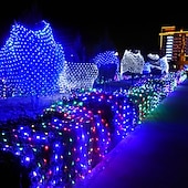 economico Plug in elettrico-luci nette a led 3m x 2m 200 luci nette a led luci per tende luci rete da pesca bianco caldo bianco blu multicolore albero di natale festa di decorazione della casa viola blu bianco caldo multi