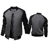 preiswerte Herrenjacken &amp; Herrenmäntel-Herren Bomberjacke übergangsjacke Collegejacke Training Urlaub Lederärmel Frühling Herbst Einfarbig Basic Regulär Schwarz Weiß Hellgrau Dunkelgray Jacken