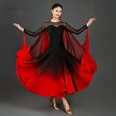 voordelige Ballroom danskleding-Ballroomdansen Kleding Combinatie Dames Opleiding Prestatie Lange mouw Netstof Spandex Chiffon
