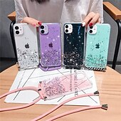 economico Cover per iPhone-telefono Custodia Per iPhone 15 Pro Max Plus iPhone 14 13 12 11 Pro Max Mini X XR XS Max 8 7 Plus Per retro Crystal Clear per le donne ragazza con cordino Glitter scintillanti Resistente agli urti TPU