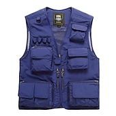preiswerte Westen-Herren Anglerweste Weste für Wanderer Ärmellos Weste / Fahrradweste Shirt Außen Windundurchlässig Atmungsaktiv Rasche Trocknung Leicht Sommer Polyester Saphir Marineblau gelb fluoreszierend Angeln