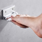 billiga Set med badrumstillbehör-badrumsfotstöd kraftig rakhylla i aluminiumlegering uppfällbar duschfotstöd för rakning av ben (svart/silverfärgad)