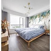 billiga Tapeter-coola tapeter väggmålning blomma blommig tapet väggdekal som täcker tryck skala och sticka avtagbar grön tropisk palmblad canvas heminredning