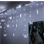 preiswerte Stecker Lichterketten-elegante Hochzeitsempfangsparty 3,5 m LED-Lichterkette in Schmetterlingsform 96 LED-Eiszapfen-Lichtervorhang Weihnachtshochzeit Feiertagsschlafzimmer-Dekorationslampe 110 V 220 V EU-Stecker US-Stecker