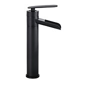 economico Classici-miscelatore per lavabo da bagno a cascata alto, rubinetti per lavabo monocomando in ottone anticato con tubo freddo e caldo