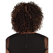 economico Parrucche di altissima qualità-parrucche marroni per le donne parrucca sintetica parrucca afro riccia asimmetrica capelli corti neri sintetici design alla moda delle donne squisito comodo nero