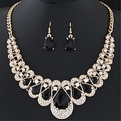 economico Parure di gioielli-moda esagerata goccia d&#039;acqua gemma collana con pendente di diamanti orecchini set di 2 pezzi sposa da sposa flash diamante collana di temperamento di cristallo gioielli colore diamante goccia d&#039;acqua set a due pezzi