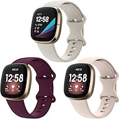 economico Cinturini per orologi Fitbit-3 pezzi Cinturino per orologio  per Fitbit Versa 3 Sense Silicone morbido Sostituzione Cinghia Da donna Da uomo Impermeabile Cinturino sportivo Polsino
