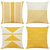 baratos estilo geométrico-capa de almofada 4 unidades quadradas decorativas macias capa de travesseiro capa de almofada fronha para sofá-cama almofada de linho falso lavável mashine de qualidade superior para sofá-cama